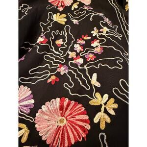black floral embroidered jacket Boston Proper Tailored boho chic XL